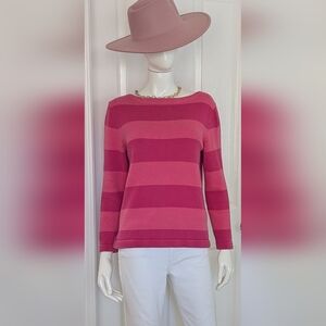 Ralph Lauren Vintage Boat Neck Pink Striped Women's Sweater Small/P